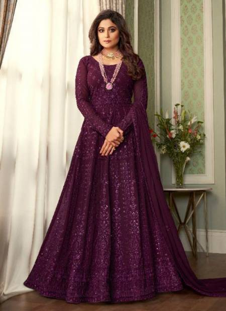 Wine Colour AASHIRWAD AVNI Heavy Real Georgette Festive Wear Designer Gown Collection 8385